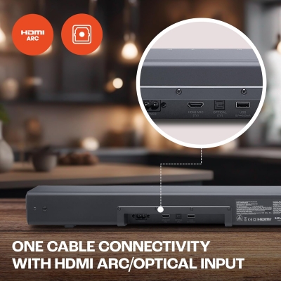 Picture of JBL SB510, Dolby Audio with Built-in Subwoofer,HDMI eARC,Bluetooth Connectivity 200 W Bluetooth Soundbar (Black, 3.1 Channel)