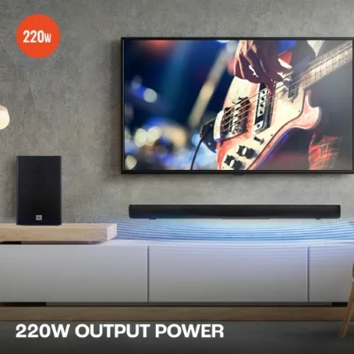 Picture of JBL Cinema SB180, Wireless Subwoofer for Extra Deep Bass with Remote HDMI 220 W Bluetooth Soundbar (Black, 2.1 Channel)