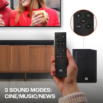 Picture of JBL Cinema SB180, Wireless Subwoofer for Extra Deep Bass with Remote HDMI 220 W Bluetooth Soundbar (Black, 2.1 Channel)
