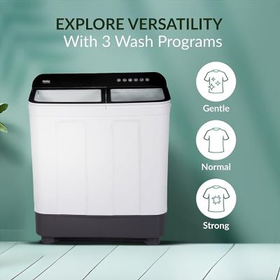 Picture of Haier 10 kg Semi Automatic Top Load Washing Machine White, Black (HTW100-178BK)