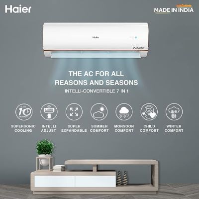 Picture of Haier 1.6 Ton 5 Star Split Inverter AC - White (HSU19K-PYG5BN-INV, Copper Condenser)