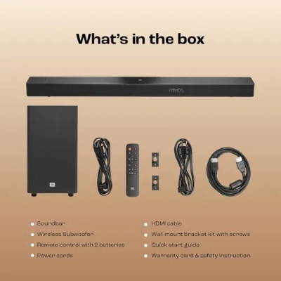 Picture of JBL Cinema SB595 True Dolby Atmos, Wireless Subwoofer,HDMI eARC,Bluetooth Streaming 440 W Bluetooth Soundbar (Black, 3.1 Channel)