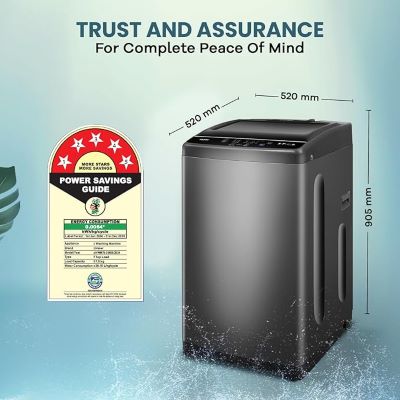 Picture of Haier 7 kg Fully Automatic Top Load Washing Machine with In-built Heater Grey, Black (HWM70-306S8)