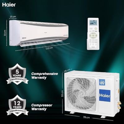 Picture of Haier 2 Ton 5 Star Split Inverter AC - White (HSU24HD-AOW5BN-INV, Copper Condenser)