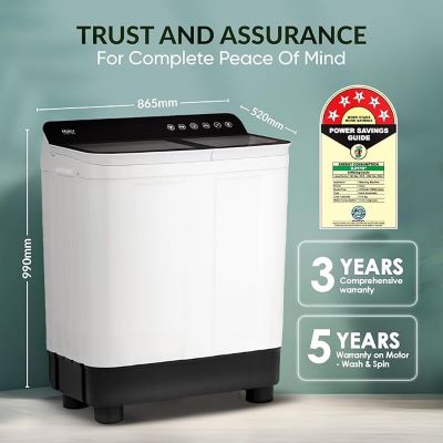 Picture of Haier 10 kg Semi Automatic Top Load Washing Machine White, Black (HTW100-178BK)