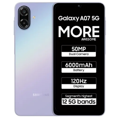 Samsung Galaxy A07 5G (Light Violet, 128 GB) (4 GB RAM)
