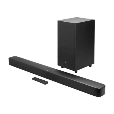 JBL Bar 2.1 Essential Dolby Digital with Powerful Bass, Wireless Subwoofer, HDMI ARC 440 W Bluetooth Soundbar (Black, 2.1 Channel)