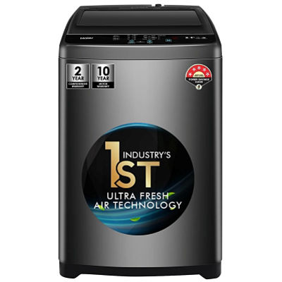Haier 7Kg Fully Automatic Top Load Machine with 5 Star Rating, Near Zero Pressure, Oceanus Wave pulsator and Quick wash, Dark Silver, HWM70-306S8N1