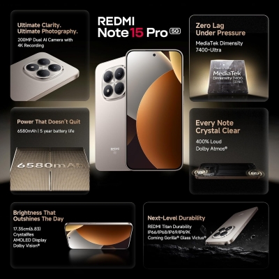 Picture of REDMI Note 15 Pro 5G (Silver Ash, 256 GB) (8 GB RAM)