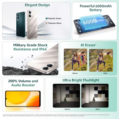 Picture of vivo Y19s 5G (Titanium Silver, 4GB RAM, 128GB Storage) with No Cost EMI/Additional Exchange Offers