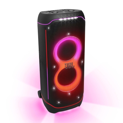 JBL Partybox Ultimate,Dynamic Lightshow,Party pad, Dual Mic with Guitar Inputs 1100 W Bluetooth Party Speaker (Black, Stereo Channel)