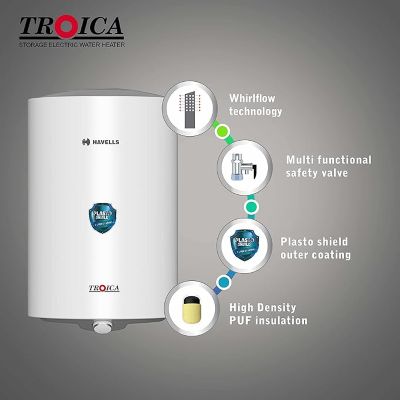 Picture of Havells Troica 4S 25 L Storage Water Geyser (White Grey)