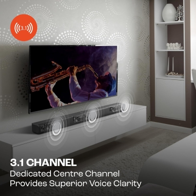 Picture of JBL Cinema SB590 Deep Bass, Dolby Atmos Soundbar with Wireless Subwoofer for Extra Deep Bass, 3.1 Channel, Center channel for superior voice clarity, HDMI eARC, Bluetooth & Optical Connectivity (440W)