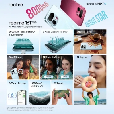Picture of realme 16T 5G (Starlight Black, 128 GB) (6 GB RAM)