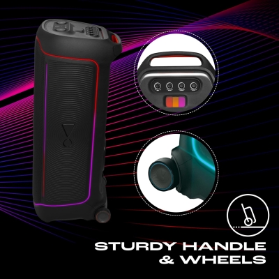 Picture of JBL Partybox Ultimate,Dynamic Lightshow,Party pad, Dual Mic with Guitar Inputs 1100 W Bluetooth Party Speaker (Black, Stereo Channel)
