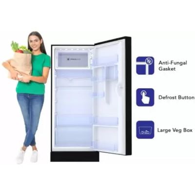 Picture of Haier 215 L Direct Cool Single Door 3 Star Refrigerator with Base Drawer (Black Spiral Glass, HRD-2353PSG-P)