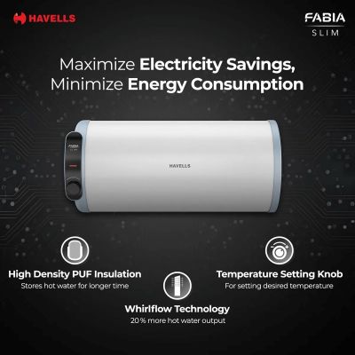 Picture of Havells Fabia Slim Storage Water Heater 15 L (Geyser, White Blue-LH)