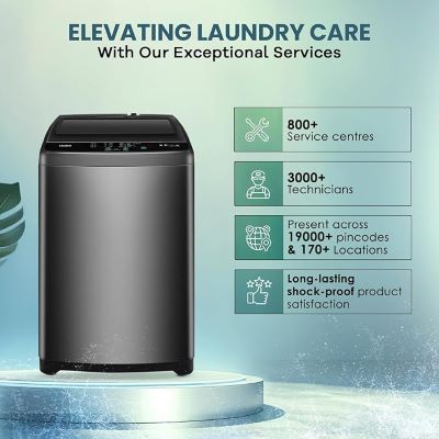 Picture of Haier 7 kg Fully Automatic Top Load Washing Machine with In-built Heater Grey, Black (HWM70-306S8)