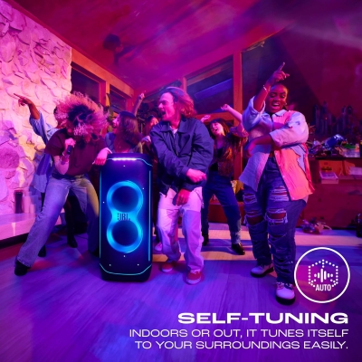 Picture of JBL Partybox Ultimate,Dynamic Lightshow,Party pad, Dual Mic with Guitar Inputs 1100 W Bluetooth Party Speaker (Black, Stereo Channel)