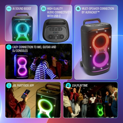 Picture of JBL Partybox 520 Electrifying AI Sound Boost,Futuristic Light Show,15Hrs Playtime 400 W Bluetooth Speaker (Black, Stereo Channel)