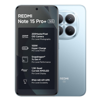 REDMI Note 15 Pro + 5G (Mirage Blue, 256 GB) (8 GB RAM)